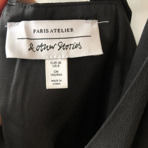 Black silk dress with ruffle straps - & Other Stories - Picture 3 of 5